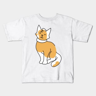 Sitting cat in a spotty orange coat Kids T-Shirt